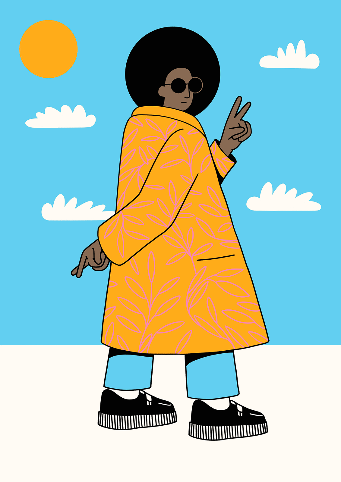 Peace and war - 80s Girl 70s 80s adobe branding colour design disco disco girl future girl graphic design hands illustration illustrator logo love portrait sky ui vector