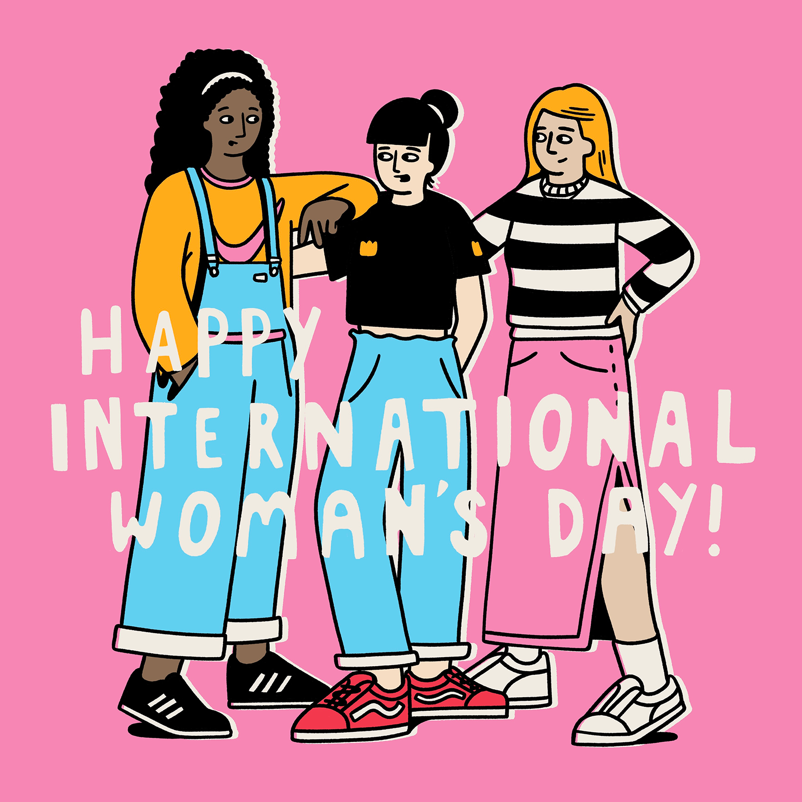 Happy International Women's Day adobe branding characters chill design friend friends future girl graphic design happy help illustration illustrator logo love poster support ui vector