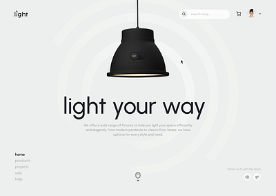 Landing page concept dark mode dark theme design interaction lamp landing page prototype ui ux website