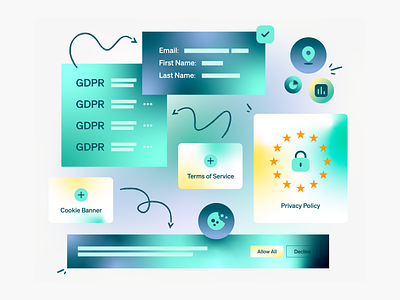 Mini set for data privacy platform case study client commercial cookie data gdpr illustration kapustin platform privacy policy process terms of service web