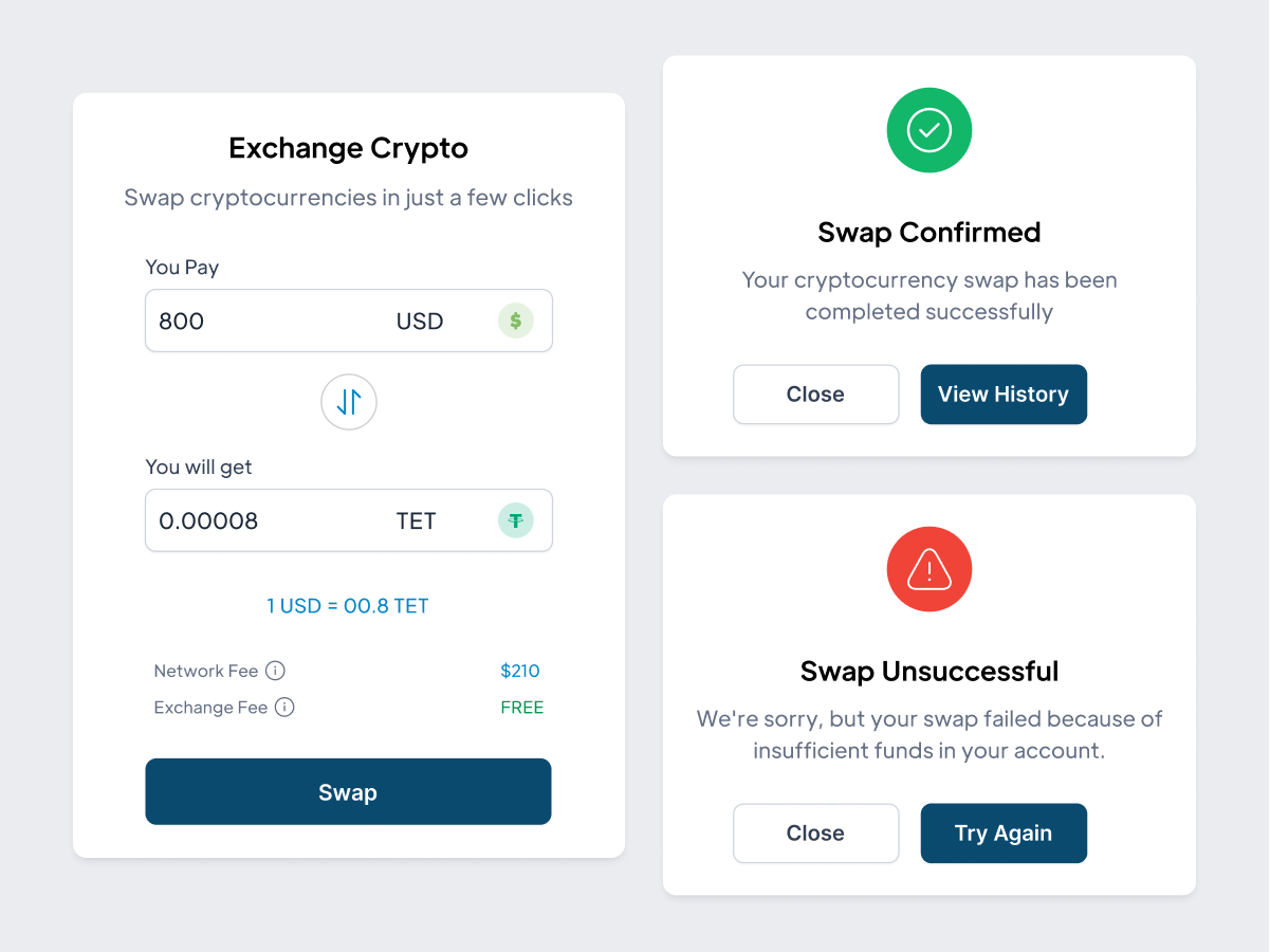 Crypto Swap Modals & Components by Victoria Bona-Egun on Dribbble