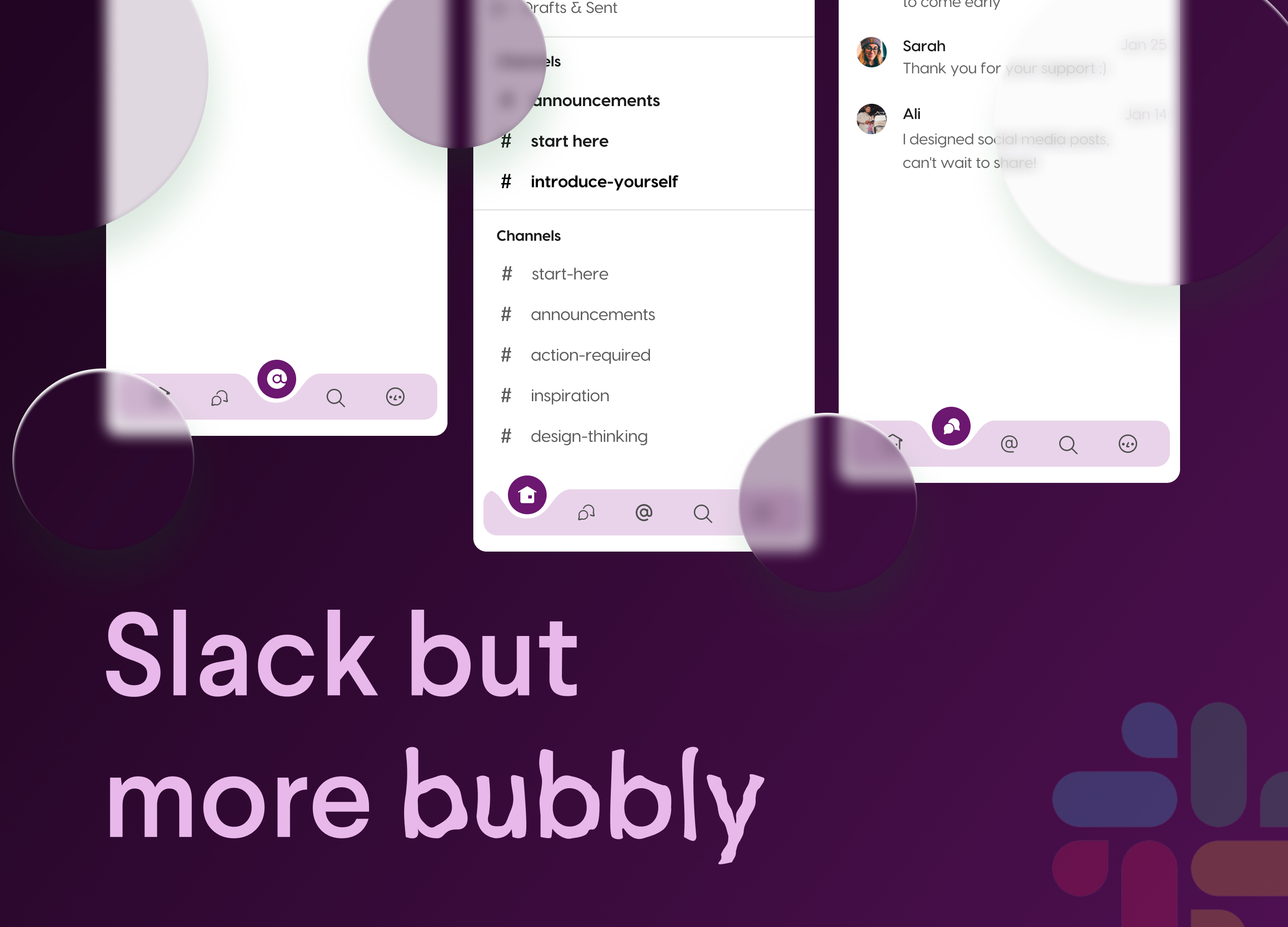 Slack but more bubbly redesign slack ui