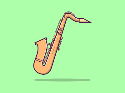 Golden Saxophone illustration band design flat gold graphic design icon illustration jazz logo music music instrument vector