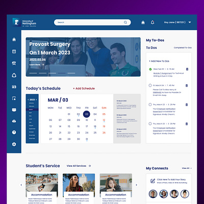 University website UI design figma 2023 design app design app designer app ui blue dashboard design figma figma design figma designer ui ui ux university web designer website website design