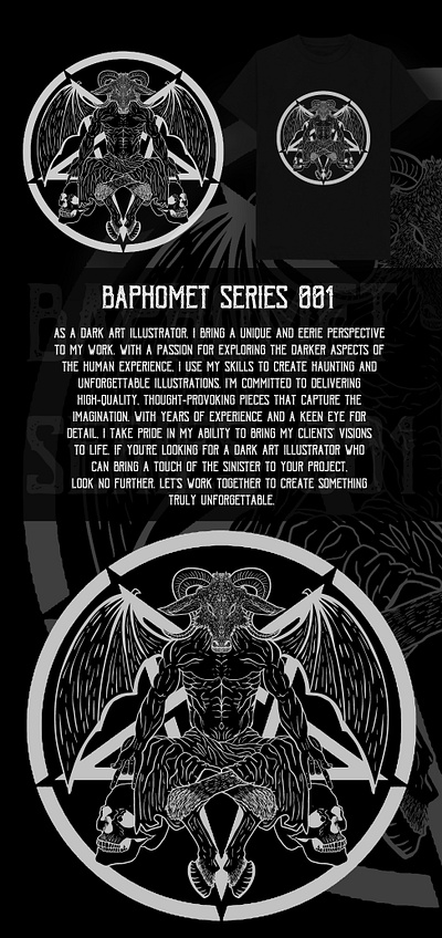 Baphomet Series 001 album cover baphomet black metal brutal creepy dark darkart death metal goat graphic design horror illustration illustrationart metalart music satan satanism t shirt tshirt design tshirtartwork