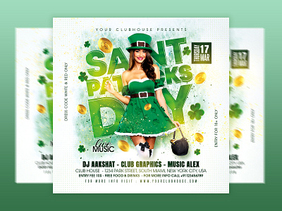 St Patrick's Day Flyer clover club club flyer dj event flyer design flyer template holiday instagram logo patricks day saint patricks day shamrock st patrick st patrick day st patricks st patricks day