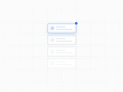 Attio - Notifications Illustration alert animation badge blue branding card cards clean desktop gradient grid icon illustration info light notification notifications ring bell stroke