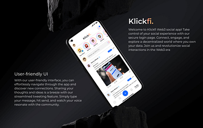 Klickfi - Web3 Social Media Mobile app blockchain figma mobile mobile app nft website social app ui uiux user interface web3 social app