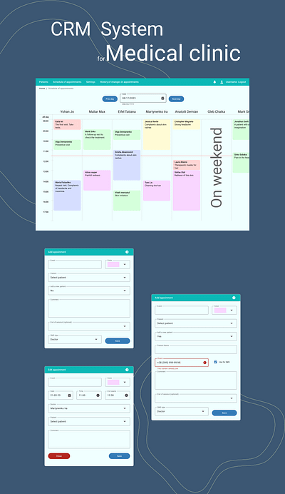 CRM System appoinment schedule crm dashboard design figma managment schedule ui ux