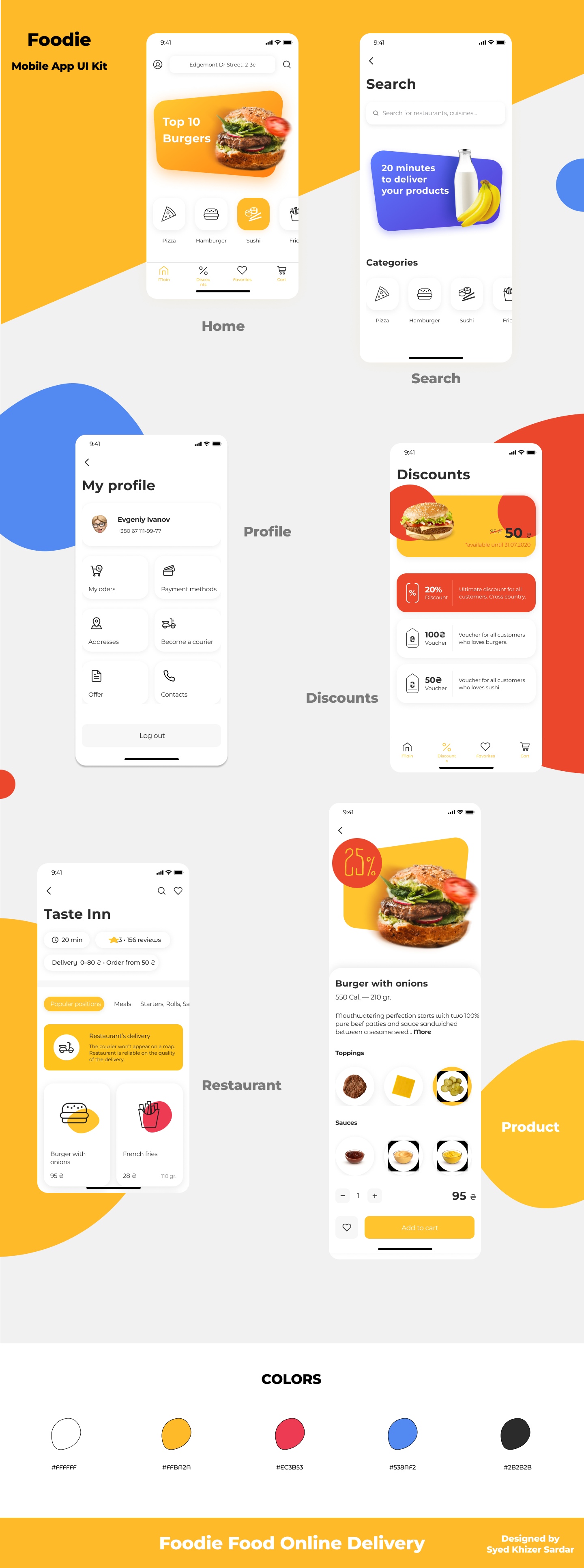 A Food Delivery Mobile App Ui/Ux Kit branding food delivery mobile app design ui uiux kit user interface ux