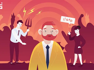 Team cooperation went wrong character conflict design flat flat 2.0 flat illustration hero illustration scene team vector