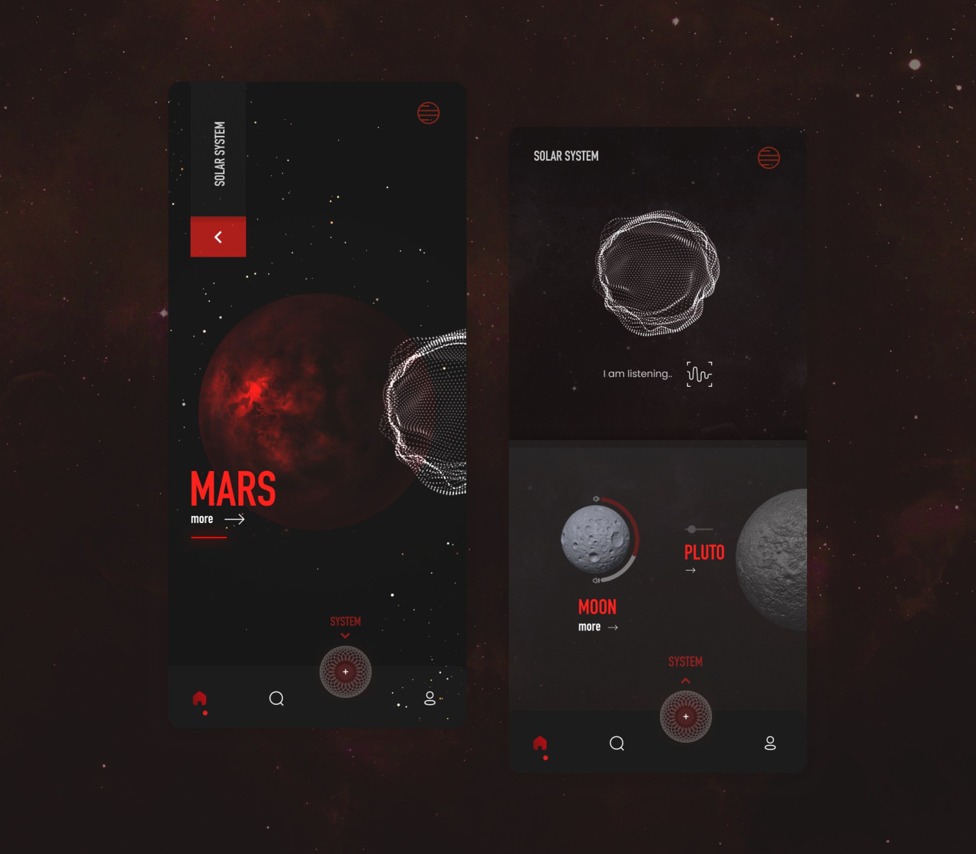 Solar System Consept branding dark design ui ux uxdesign