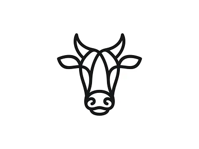 Cow abstract animal artwork branding bull business company cow creative design graphic design identity illustration line art logo logos monoline product template