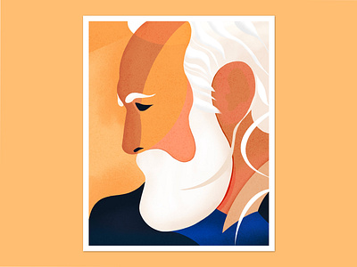 Marcus Aurelius_Time_Goes_On editorial flat illustration philosopher print profile