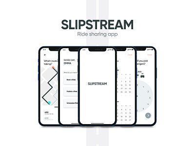 Slipstream - Ride Sharing App app carpooling case study design minimal mobile prototype ride sharing ui ui design ux