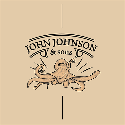 John Johnson & sons logo alcool animal brand branding custom design dot drawing graphic design illustration illustrator logo minimalist octopus poster title typo vector