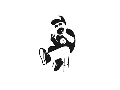 Cool Dude beard man black branding character cool illustration logo negative space logo
