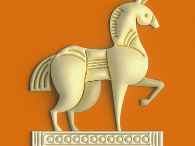 Horse 3d animal clay horse icon illustration midcentury sculpture vector