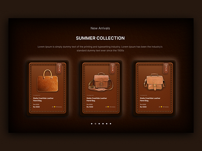 Pure leather Product Selling Web UI 3d design figma illustration leather ui modern ui ui ui design ui leather ui ux uiux user interface design web web ui leather web ui