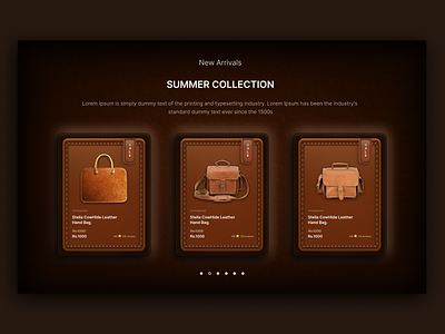 Pure leather Product Selling Web UI 3d design figma illustration leather ui modern ui ui ui design ui leather ui ux uiux user interface design web web ui leather web ui