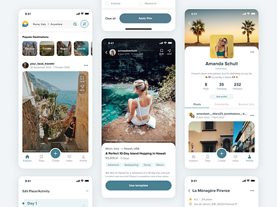 Planee - Trip Sharing Mobile App app case study explore profile travel trip ui ux