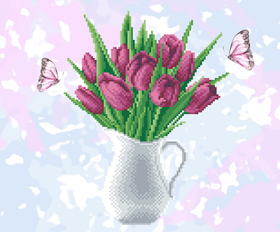 embroidery design design embroidery embroidery design illustration pixelart tulip