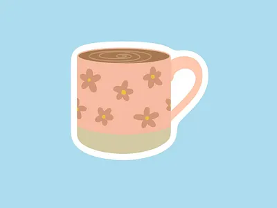 Flower Mug Sticker coffee design drink flat flowers graphic design illustration mug print sticker stickers vector
