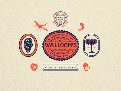 Walloons Icon System branding fort worth general public icon icon system oyster restaraunt seafood system walloons
