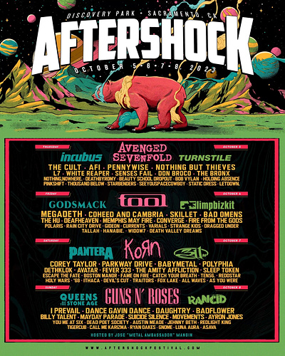 Aftershock bear california festival gig gig poster illustration music outerspace planets sci fi sci fi scifi show space