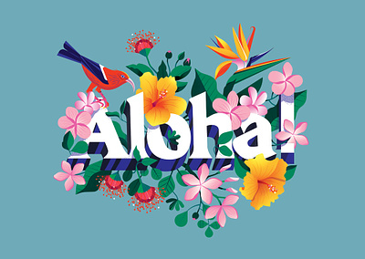 Aloha digital editorial floral folioart hawaii illustration maite franchi nature pattern tropical typography wildlife