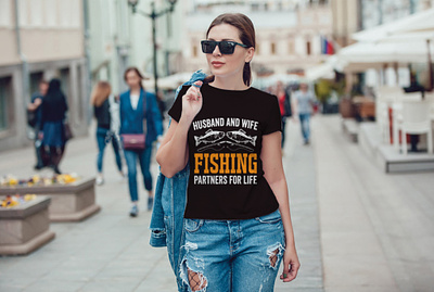 Husband and Wife Fishing Partners for Life T Shirt design amazon t shirts amazon t shirts design design fish t shirt fishing t shirt design fishing tshirt fishman illustration tshirt tshirt art tshirt design tshirtlovers typography t shirt