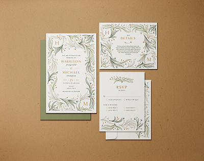 Wedding / Elaborate Greenery graphic design invitationdesign wedding