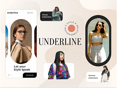 Underline Fashion Collections Apps app apps branding design graphic design typography ui uiux