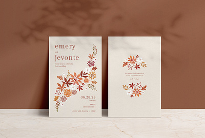 Wedding / Fall Florals graphic design invitationdesign wedding