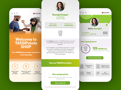 Tassimo Loyalty Program application branding coffee design graphic design illustration loyalty loyalty program mobile app mockup ui ux vector