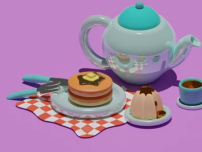CUTE BREAKFAST 3D MODELING 3d design illustration modeling