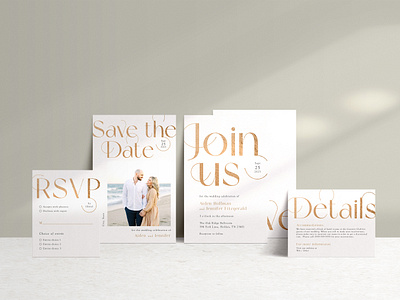 Wedding / Minimal Metallic Typography elegant invitation rsvp wedding