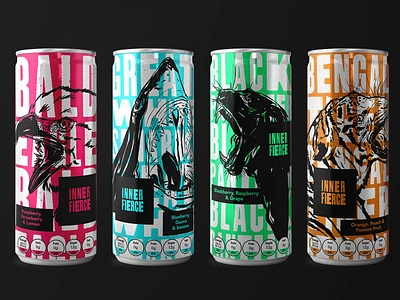 Inner Fierce Energy animal illustration animals brand brand identity brand identity designer branding branding design design drink packaging drinks energy drinks food packaging illustration logo logodesign packaging ui vector wildlife wildlife illustration