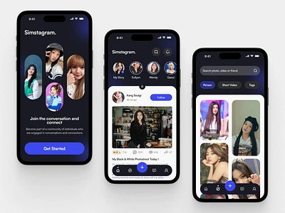 Simstagram - Social Media App app app design clean design instagram live apps mobile mobile app mobile apps network social app social media social media app social media mobile social media templates socmed tiktok ui user interface ux