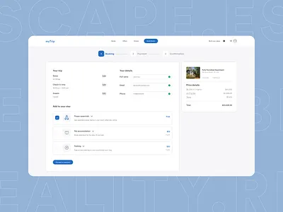 Hotel Booking Checkout checkout design productdesign travel typography ui uiux visual design webdesign