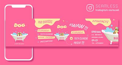 Spa for dogs dog graphic design illustration instagram carousel pets spa for pets vector