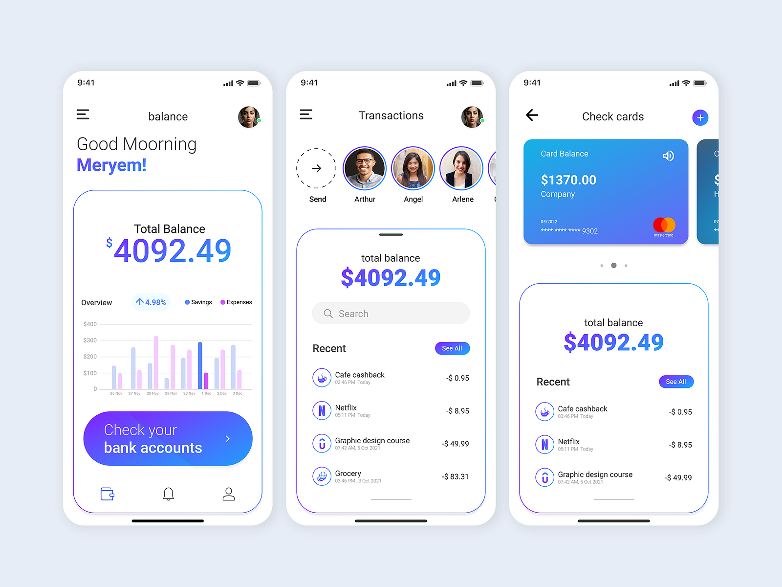 Bank (money) App Ui Design By Bilal Meziani On Dribbble