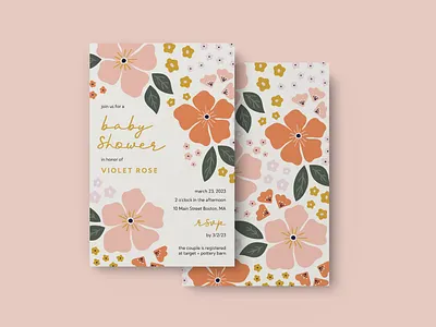 Baby Shower / Florals graphic design invitationdesign print