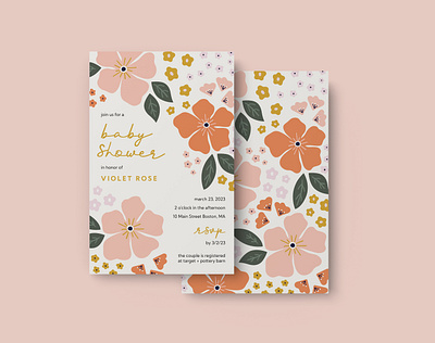Baby Shower / Florals graphic design invitationdesign print