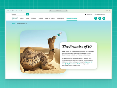 Bisleri's "Promise of 10" Landing Page Design