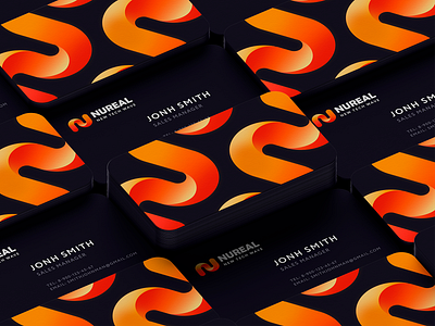 Business Card Nureal(TM) branding business cards design minimal tech wave
