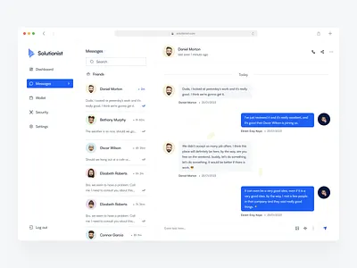 Solutionist - Message Page bank chat dashboard design finance graphic design interface interface design logo mesage message talk text ui user ux web design