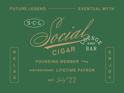 Social Cigar shirt design bar branding cigar identity logo lounge script shirt social typography wordmark