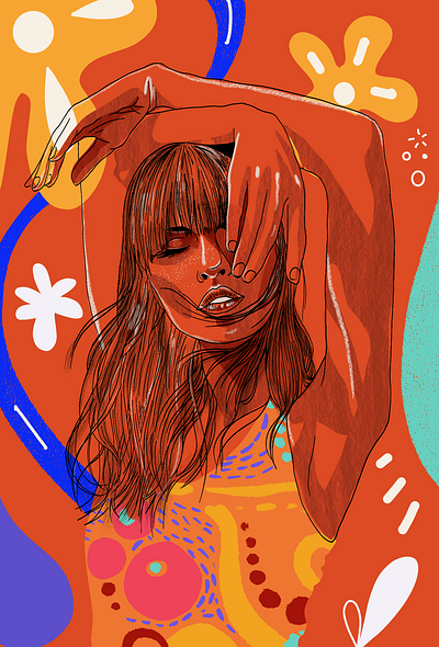 Groovy Girl Portrait Illustration design graphic design illus illustration