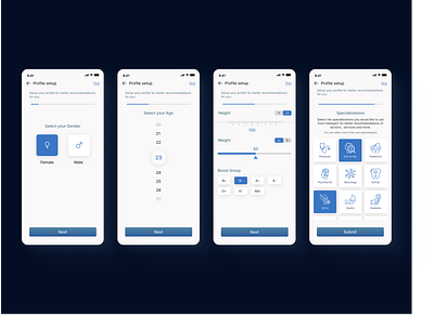 MedXpert Medical Consultation Mobile App - Profile Setup app consultation design gender med medical mobile app product design setup ui ux